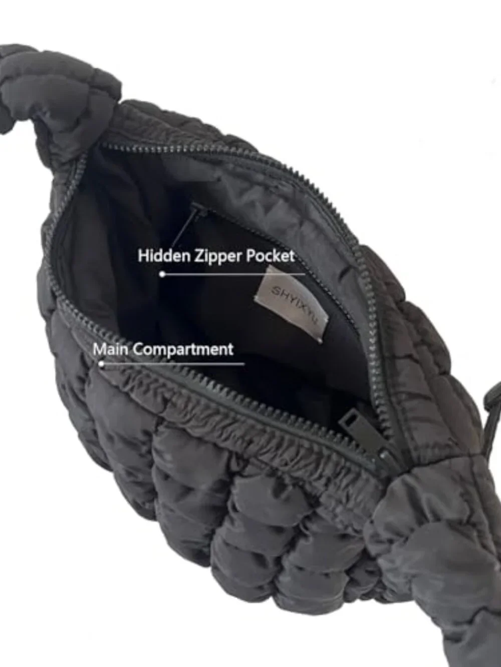 Quilted Puffy Hobo Crossbody Bag with Adjustable Strap